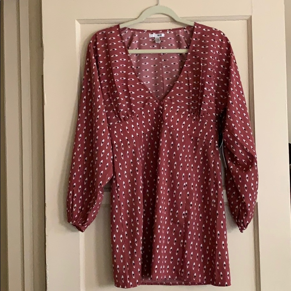 Arrowhead Rusty Rose Print Long Sleeve Dress - SM